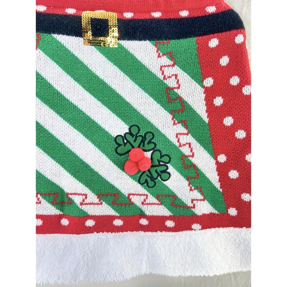 Ugly Christmas Sweater Mini Skirt Women's Size L Santa Elf Holiday Party Fun - Picture 4 of 8